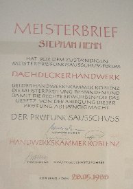 Meisterbrief Stephan Henn